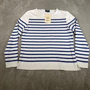 Saint James Naval Femme Shirt Womens 44 Medium White Breton Stripe Nautical NWT
